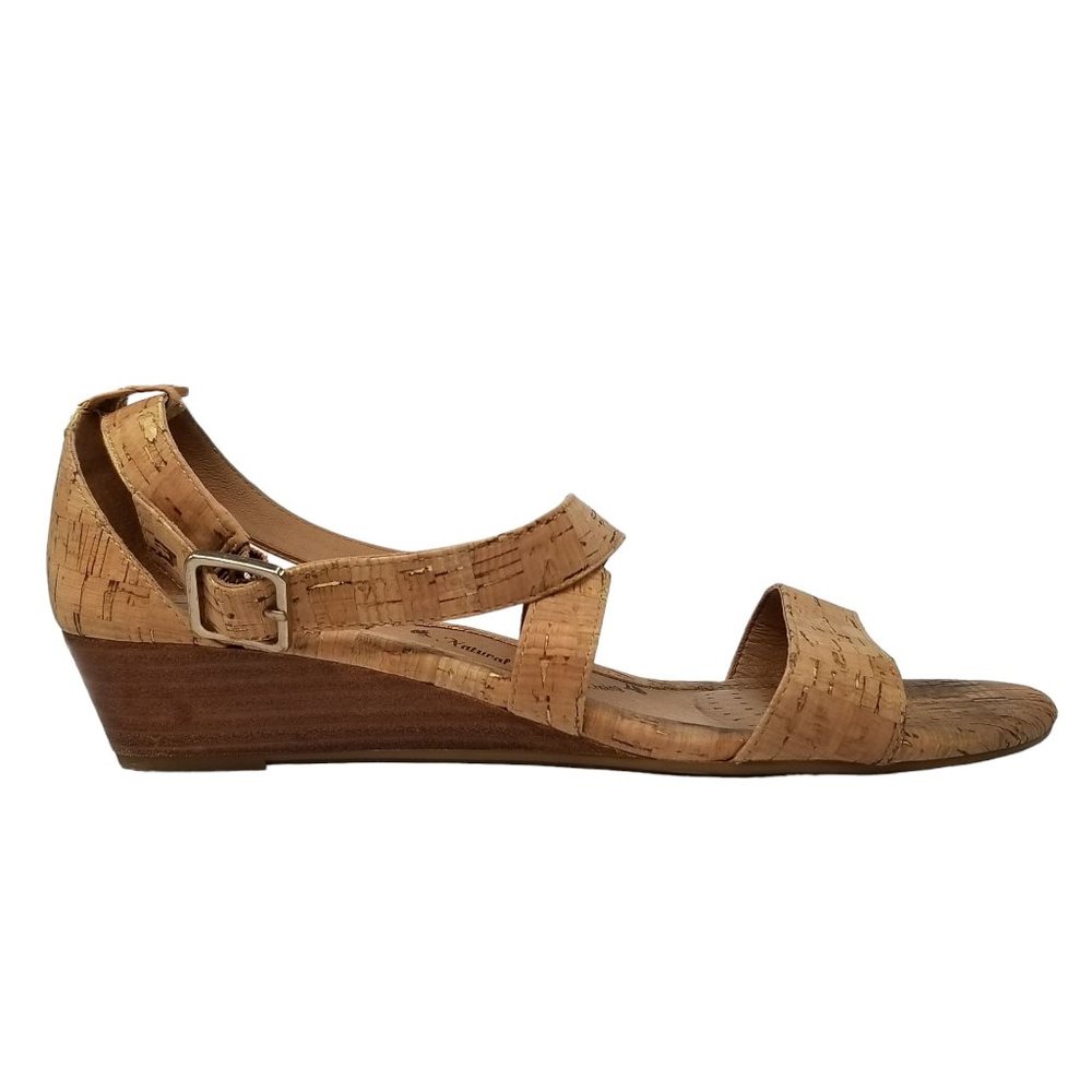 Sofft Innis Sandals Womens Gold Natural Leather Cork Wedge SF0001393 Size 10 - Picture 2 of 13